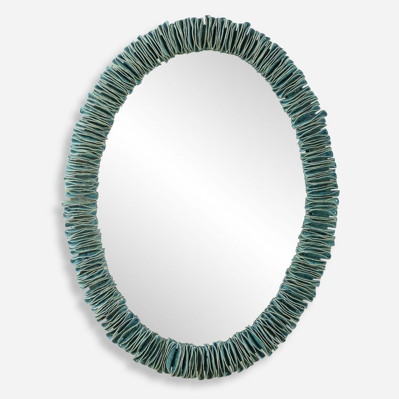 Bonaire Teal Blue Oval Mirror