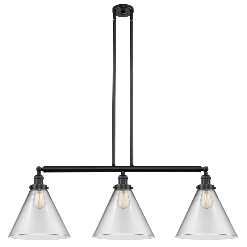 Innovations Lighting X-Large Cone 3 Light Island Light Part Of The Franklin Restoration Collection 213-BK-G42-L-LED