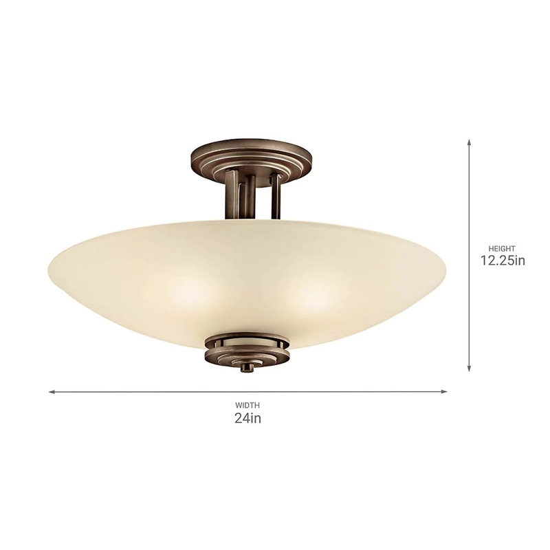 Kichler Hendrik 24″ 4 Light Semi Flush with Light Umber Etched Glass Olde Bronze 3677OZ