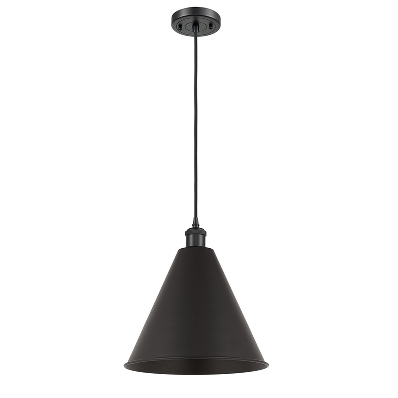 Innovations Lighting Ballston Cone 1 Light” Mini Pendant 516-1P-BK-MBC-16-BK-LED