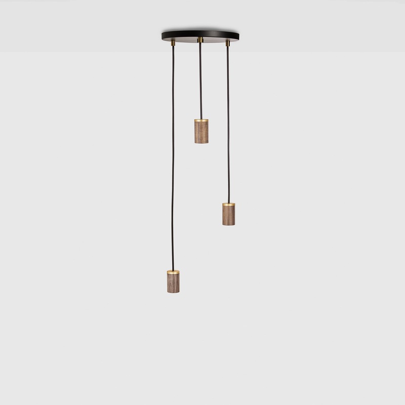 Triple Pendant in Walnut – Black Canopy