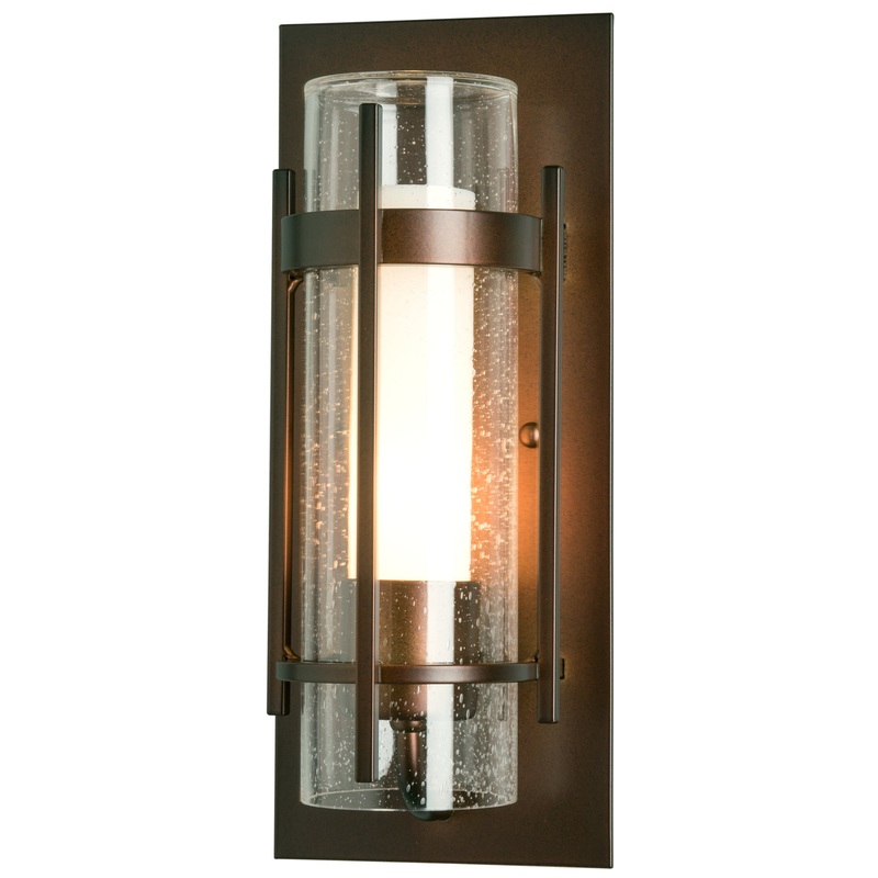 Banded Seeded Glass Outdoor Wall Sconce