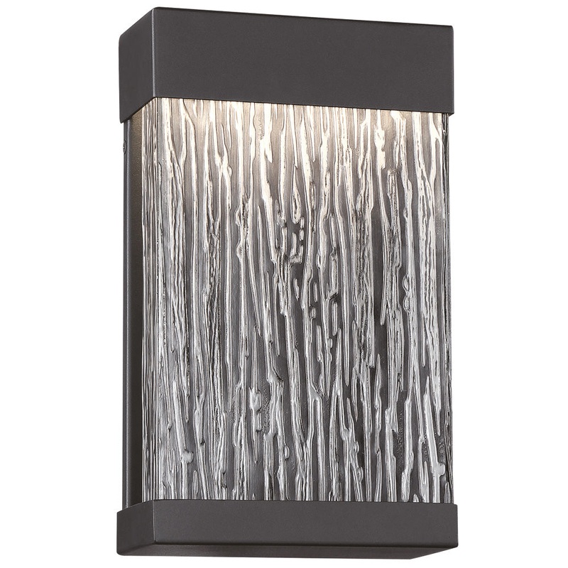 Black Wood Grain Glass Outdoor Wall Light