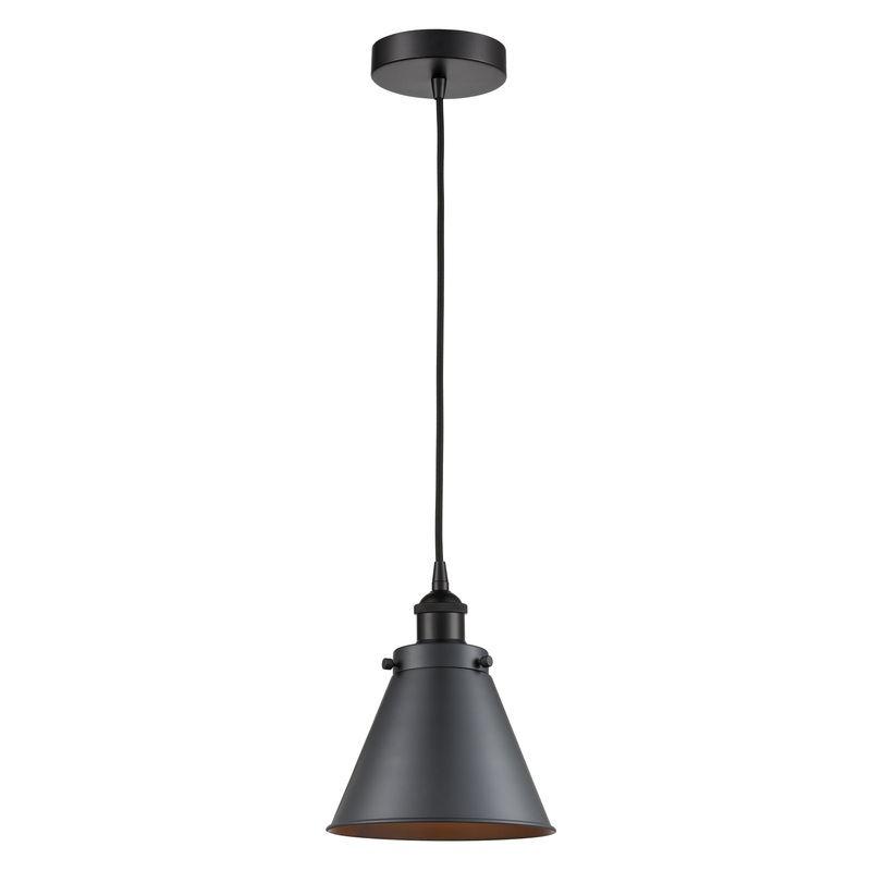 Innovations Lighting Appalachian 1 Light 10″ Mini Pendant 616-1PH-BK-M13-BK-LED