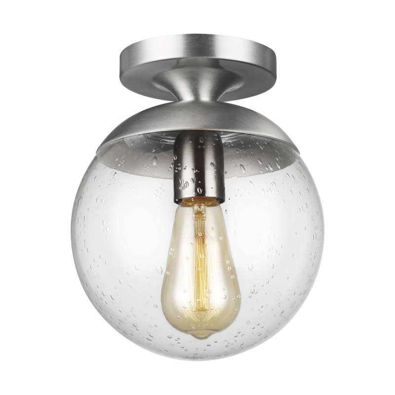Leo Seeded Glass Semi Flush Ceiling Light