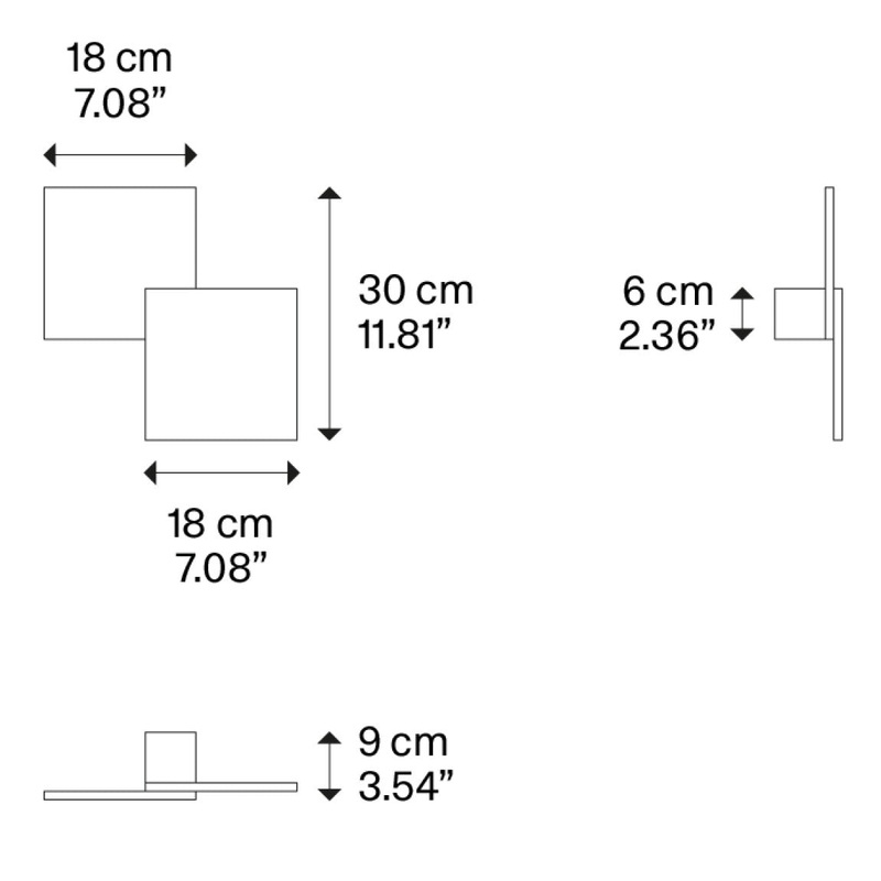 Puzzle Double Square Wall / Ceiling Flush Light