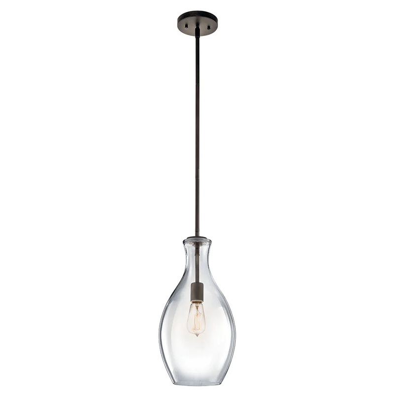Kichler Everly 17.75″ 1 Light Hour Glass Pendant Clear Glass Olde Bronze 42047OZ
