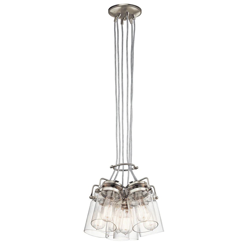 Kichler Brinley 7.75″ 6 Light Pendant with Clear Glass Brushed Nickel 42877NI