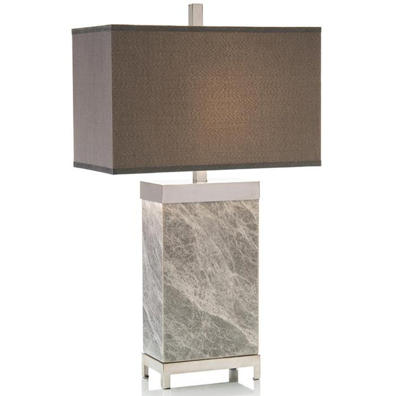 Grey Marble and Polished Nickel Table Lamp
