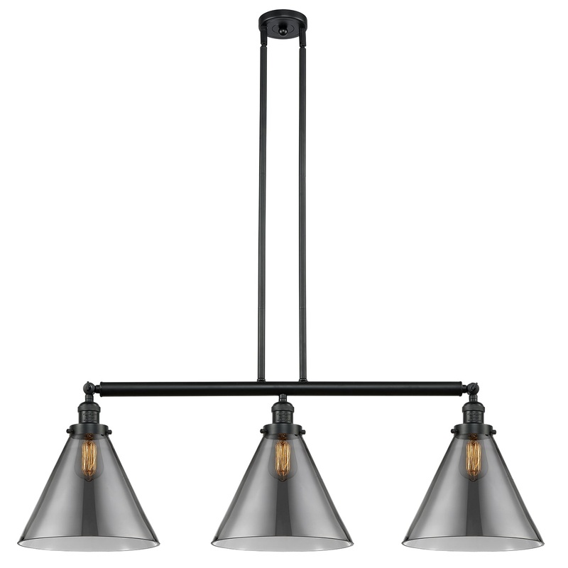 Innovations Lighting X-Large Cone 3 Light Island Light Part Of The Franklin Restoration Collection 213-BK-G43-L