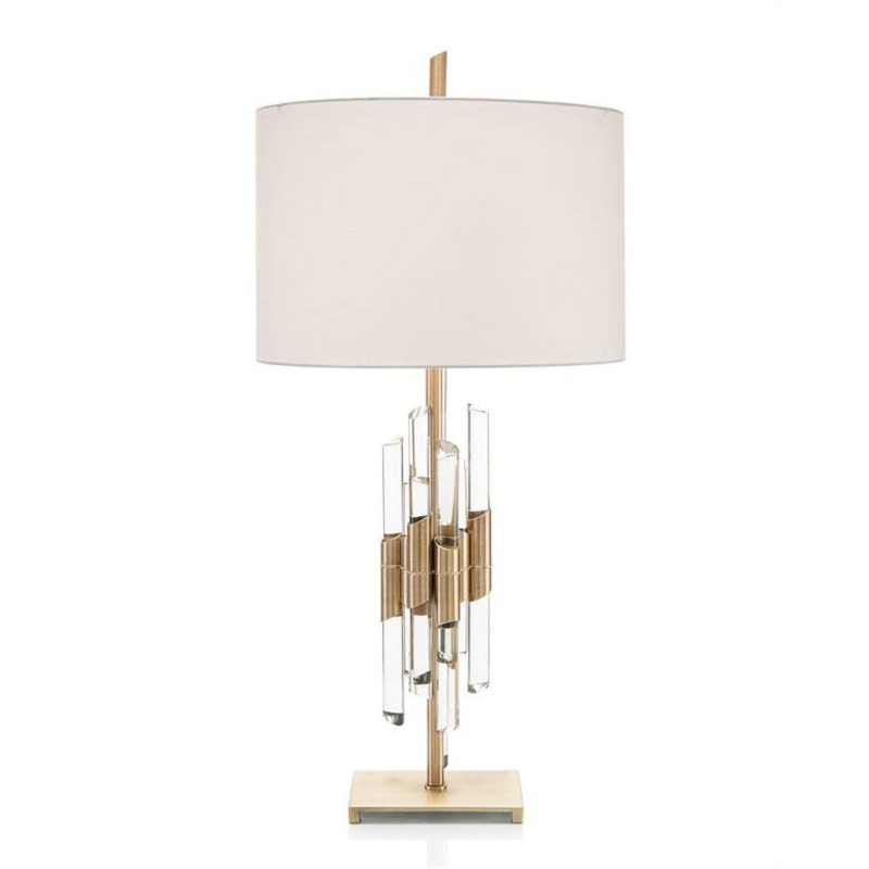 Brass And Crystal Rod Table Lamp