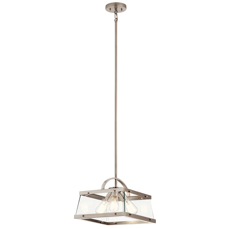 Kichler Darton 13.75″ 3 Light Convertible Pendant and Semi Flush with Clear Glass Classic Pewter 52125CLP