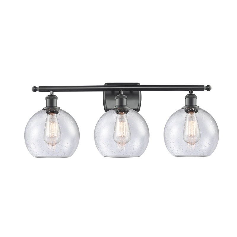 Innovations Lighting Athens 3 Light 26″ Bath Vanity Light 516-3W-BK-G124-8