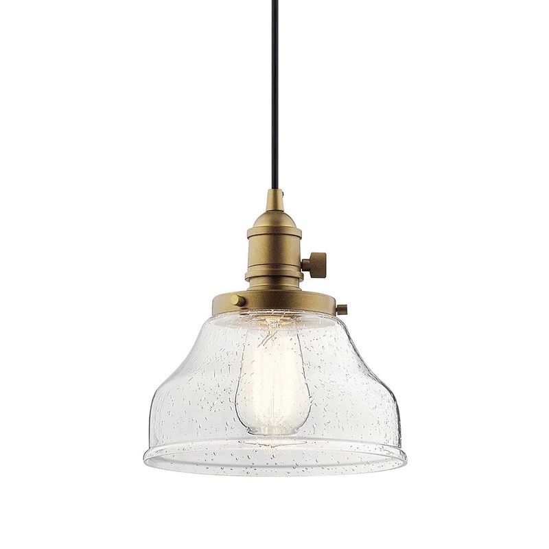 Kichler Avery 1 Light Bell Mini Pendant Natural Brass 43850NBR