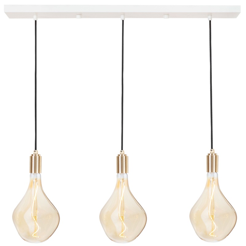 Linear Triple Pendant in Brass + Voronoi II