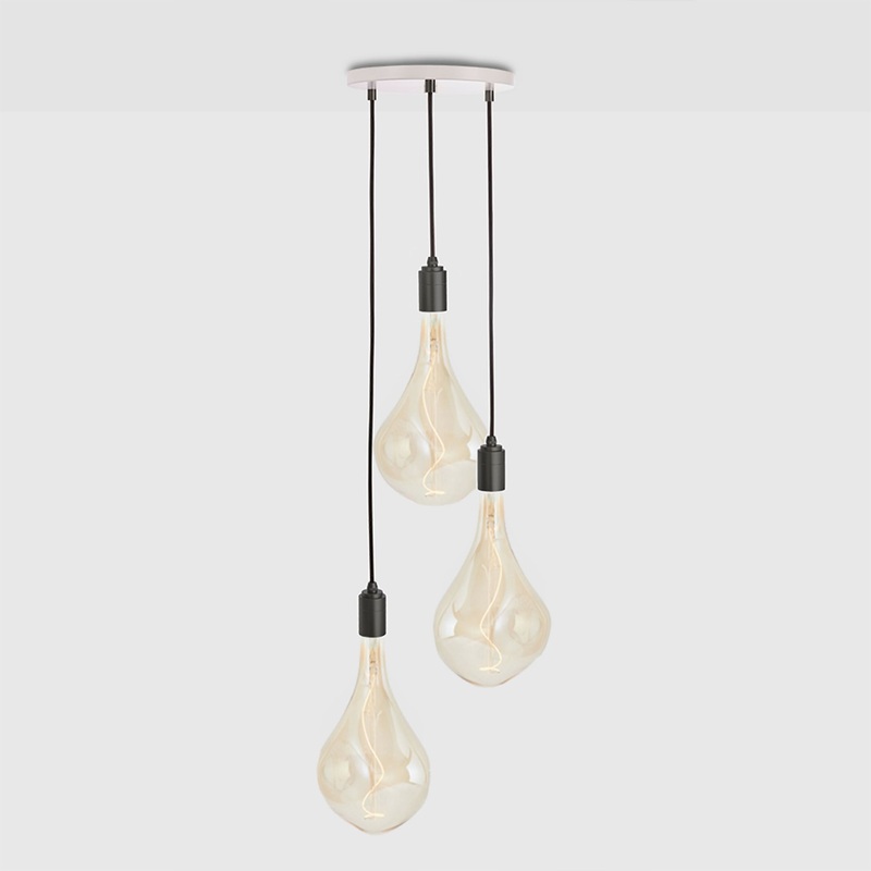 Triple Pendant in Graphite + Voronoi III – White Canopy