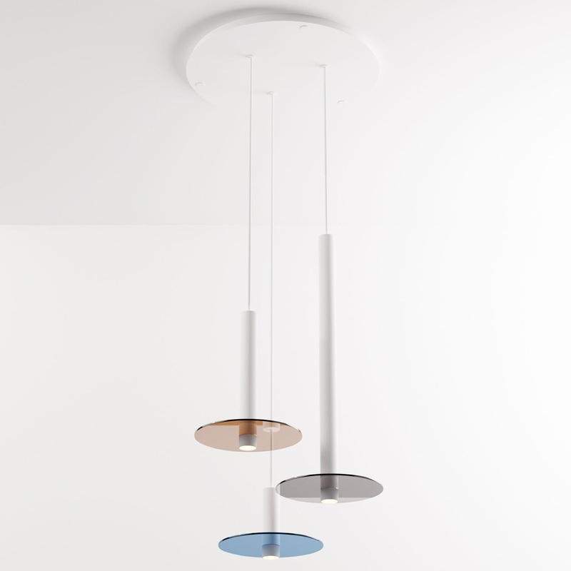 Combi Multi-Light Pendant with Mixed Decorative Glass Plate
