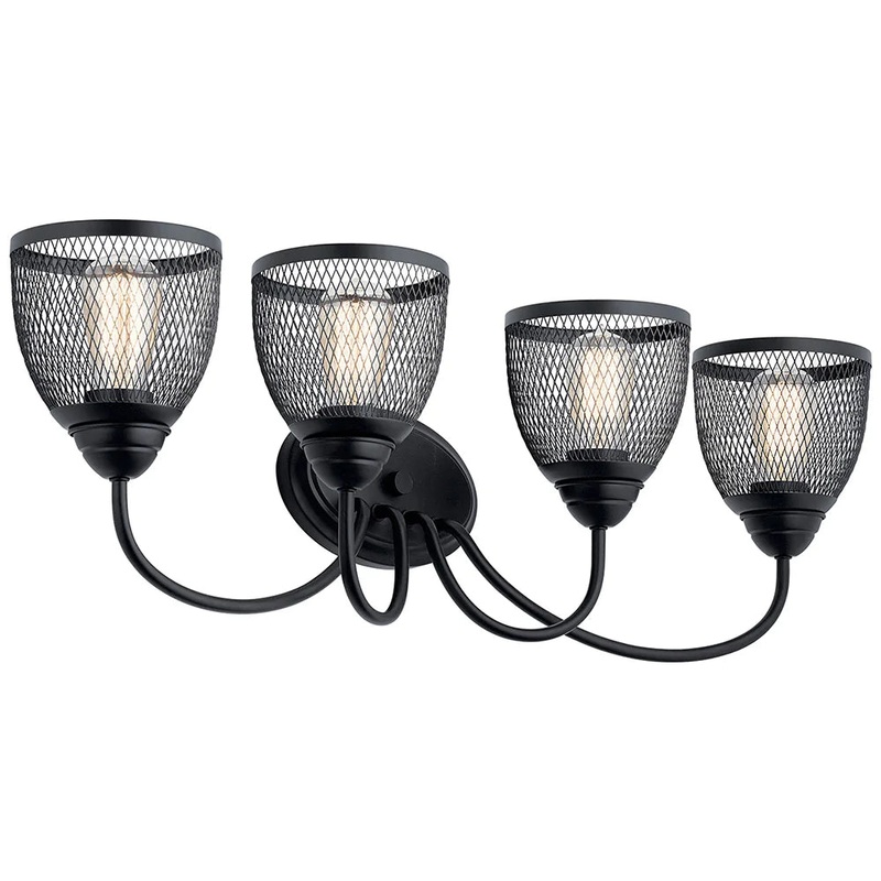 Kichler Voclain 32″ 4 Light Vanity Light with Mesh Shade Black 55044BK