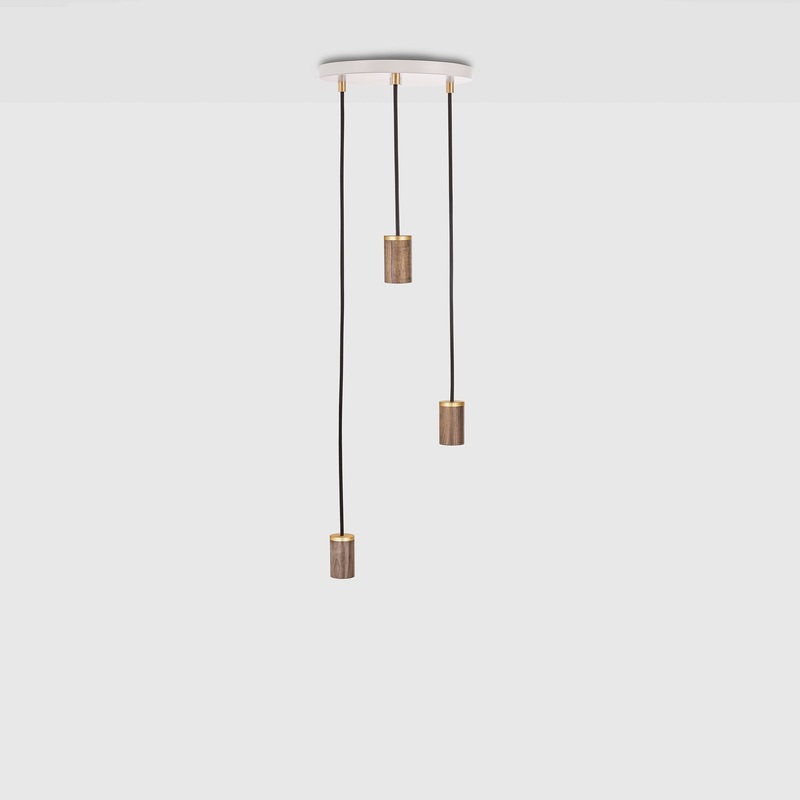 Triple Pendant in Walnut – White Canopy