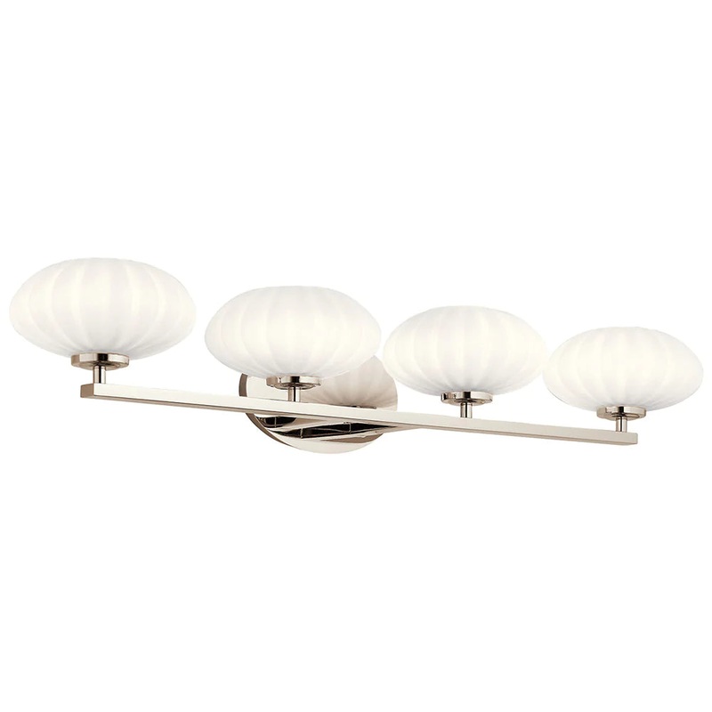Kichler Pim 34″ 4 Light Vanity Light with Satin Etched Cased Opal Glass Polished Nickel 55026PN