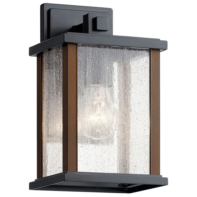 Kichler Marimount 11″ 1 Light Outdoor Wall Light with Clear Ribbed Glass Black 59016BK