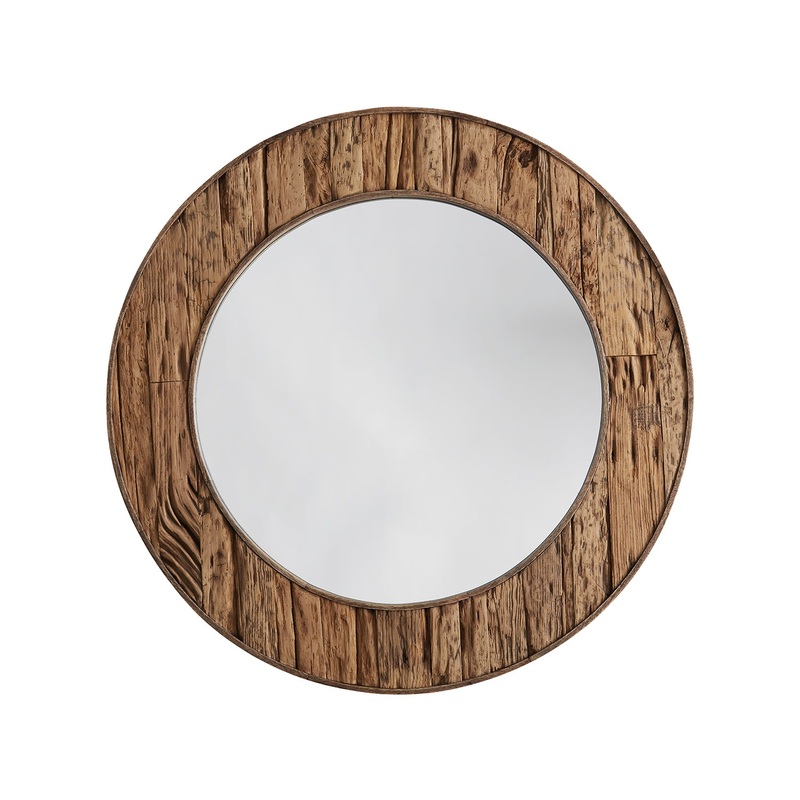 Round Reclaimed Railroad Ties Mirror