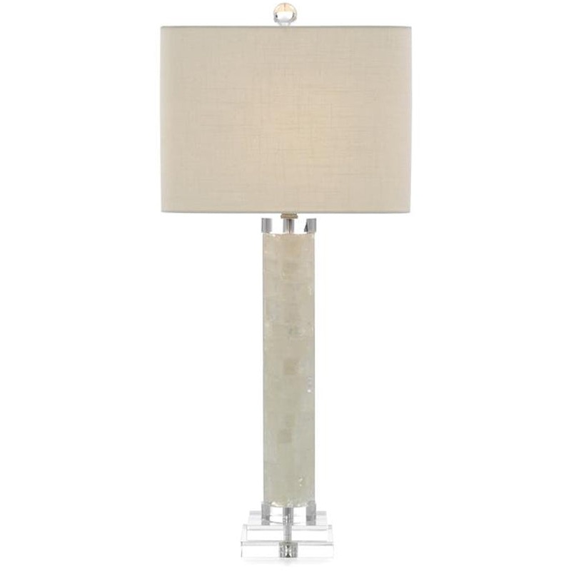 White Calcite and Quartz Table Lamp