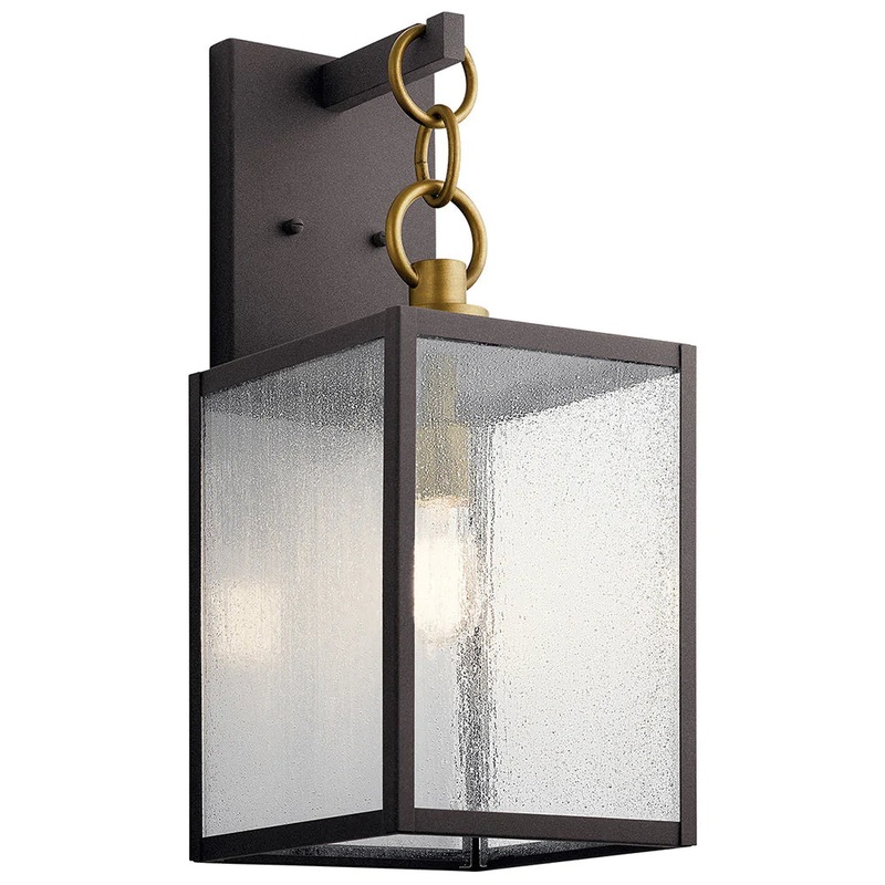 Kichler Lahden 21.75″ 1 Light Outdoor Wall Light with Clear Seeded Glass Weathered Zinc 59007WZC