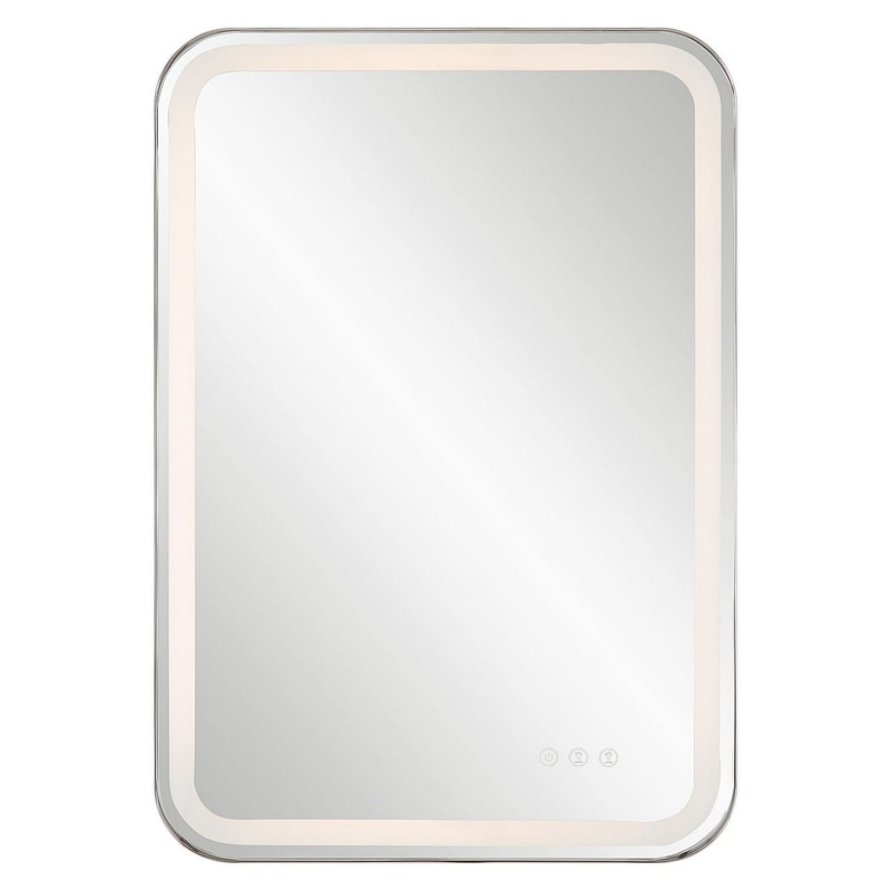 Crofton Lighted Nickel Vanity Mirror