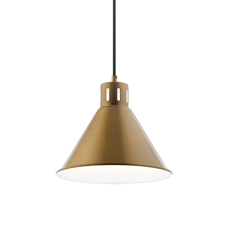 Kichler Zailey 9.5″ 1 Light Pendant Natural Brass 52176NBR