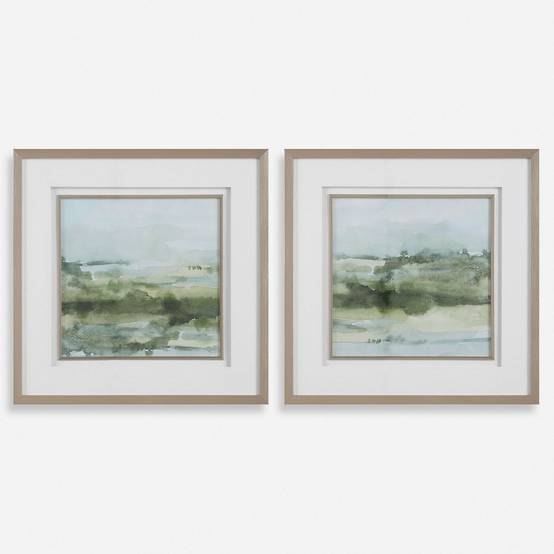 Soft Sage Abstract Landscape Print