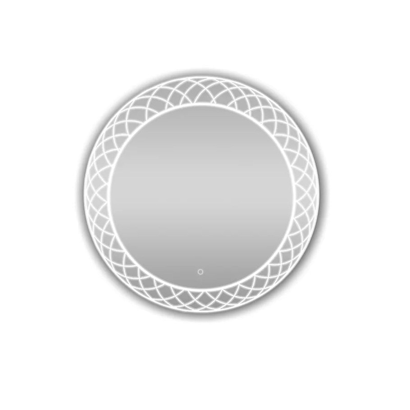 Aquadom Frost Design Round LED Bathroom Vanity Acrylight Technology Fog Free Touch Button Dimmable Wall Mounted Make Up and Shaving Bedroom Mirror IP54 Moisture Resistant FR-36