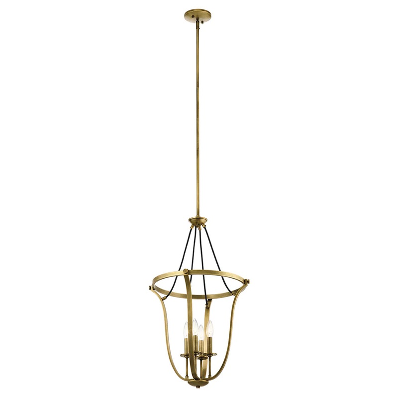 Kichler Thisbe 29.25″ 4 Light Foyer Pendant Natural Brass 43535NBR