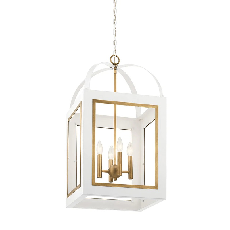 Kichler Vath 16″ 4 Light Foyer Pendant White and Natural Brass 52029WHNBR