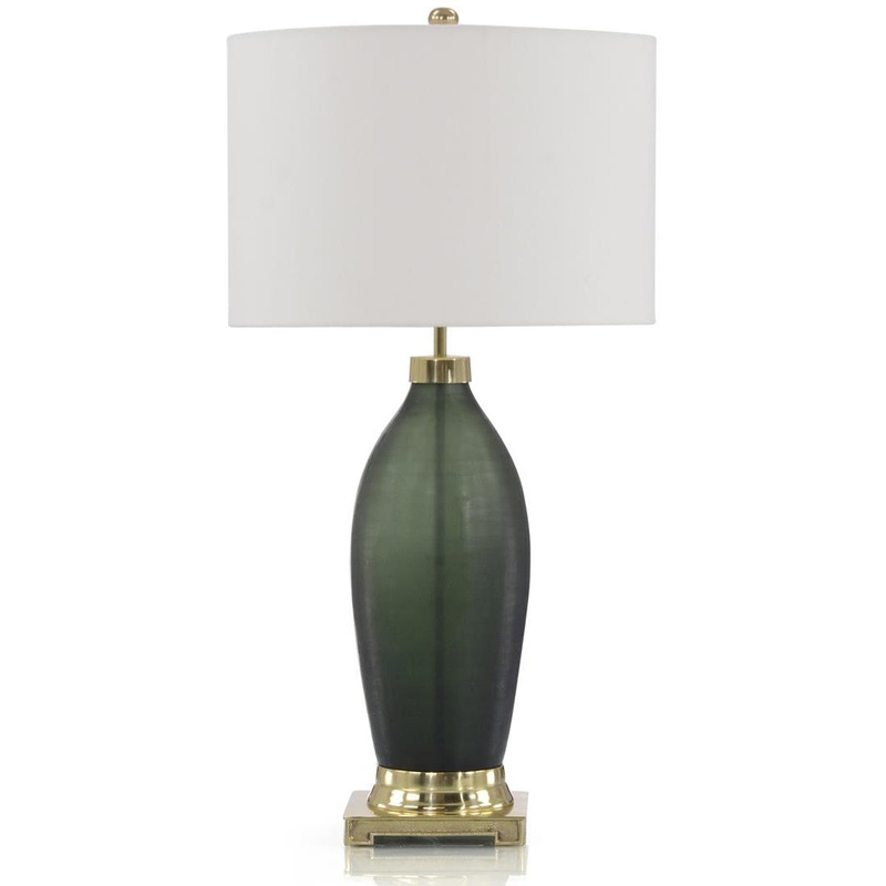 Emerald Green Etched Glass Table Lamp