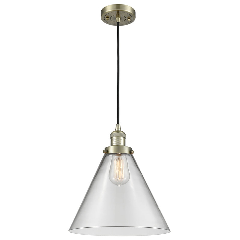 Innovations Lighting X-Large Cone 1 Light Mini Pendant Part Of The Franklin Restoration Collection 201C-AB-G42-L-LED