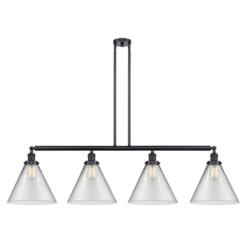 Innovations Lighting X-Large Cone 4 Light Island Light Part Of The Franklin Restoration Collection 214-BK-G42-L-LED
