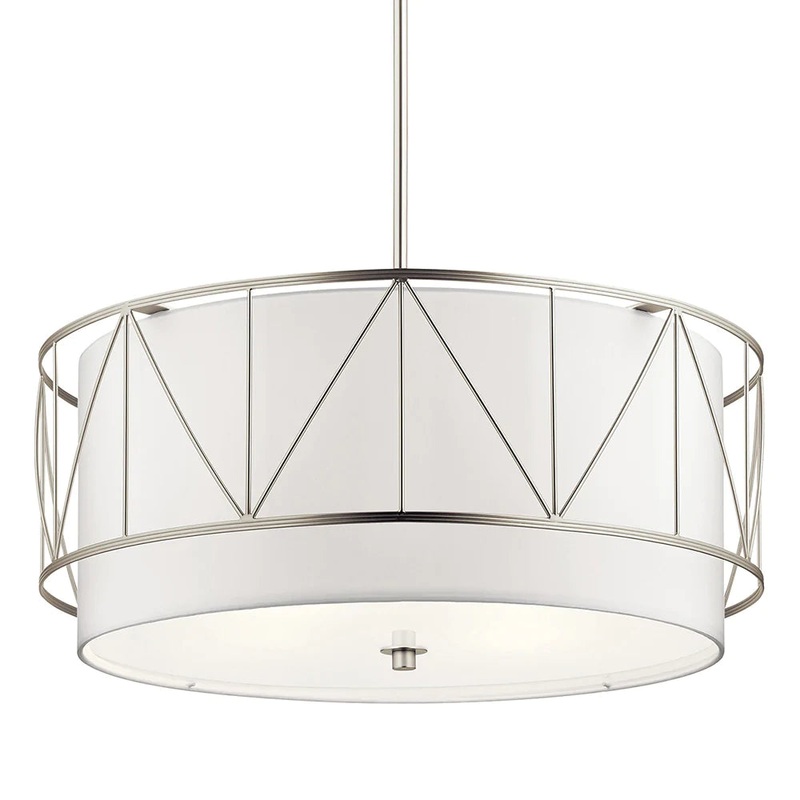 Kichler Birkleigh 11.5″ 4 Light Pendant with Satin Etched Glass Satin Nickel 52072SN