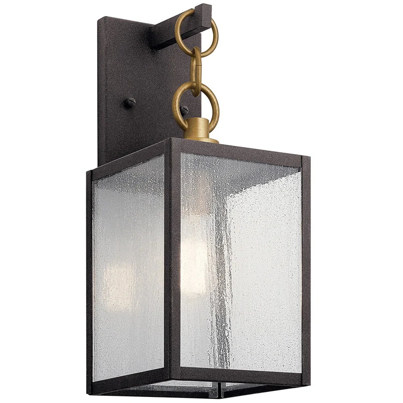Kichler Lahden 12″ 1 Light Outdoor Wall Light with Clear Seeded Glass Weathered Zinc 59005WZC