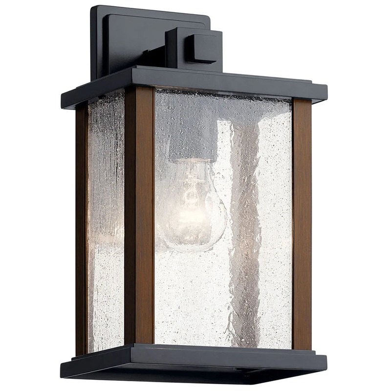 Kichler Marimount 12.75″ 1 Light Outdoor Wall Light with Clear Ribbed Glass Black 59017BK