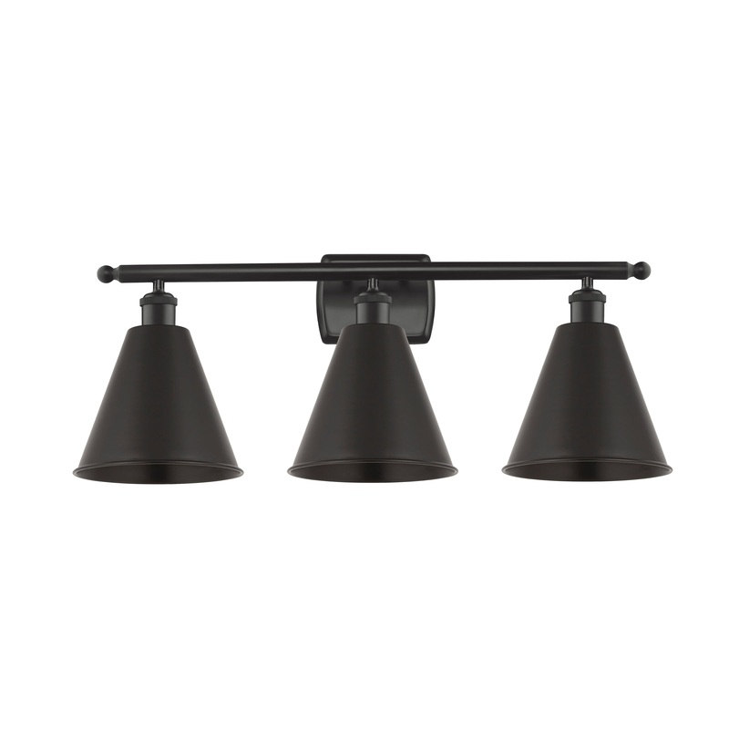 Innovations Lighting Ballston Cone 3 Light” Bath Vanity Light 516-3W-BK-MBC-8-BK-LED