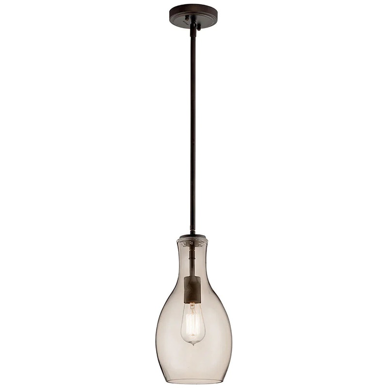 Kichler Everly 13.75″ 1 Light Hour Glass Pendant Champagne Glass Olde Bronze 42456OZCP