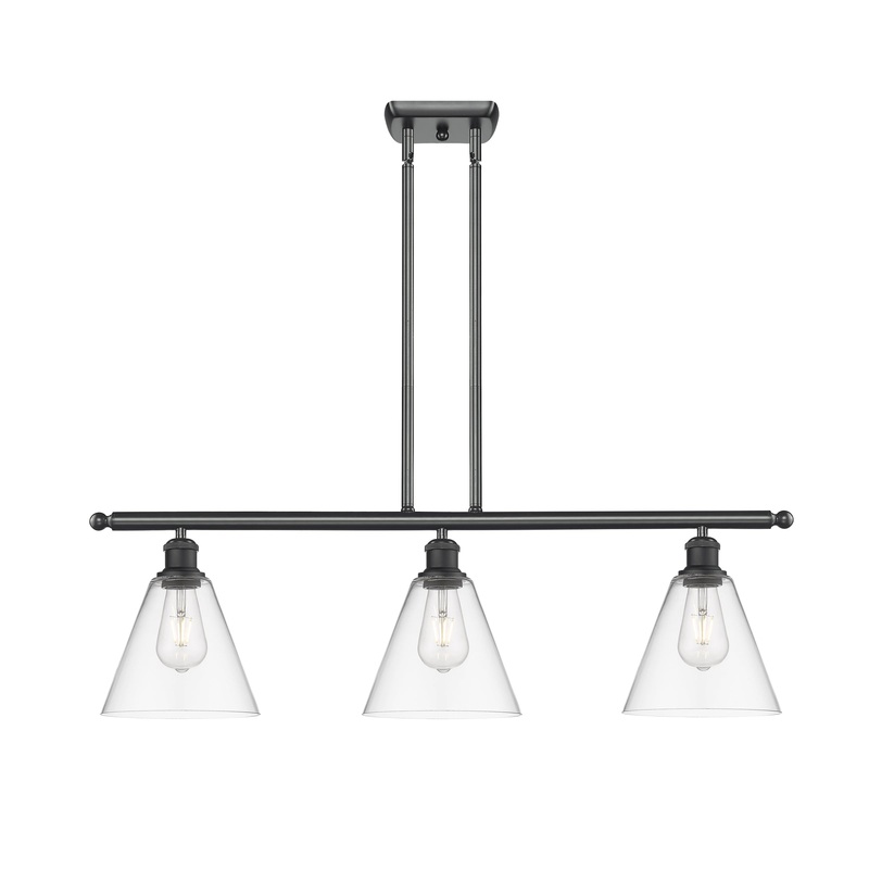 Innovations Lighting Ballston Cone 3 Light 36″ Island Light 516-3I-BK-GBC-82