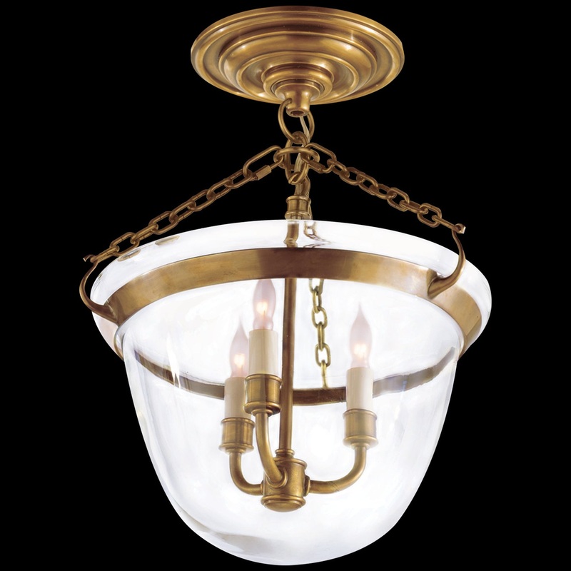Country Bell Jar Semi Flush Ceiling Light