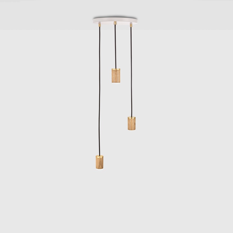 Triple Pendant in Oak – White Canopy