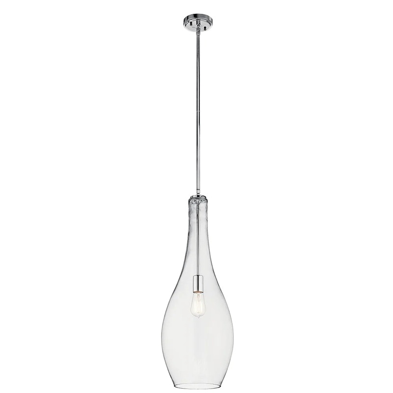 Kichler Everly 29.5″ 1 Light Teardrop Pendant Clear Glass Chrome 42475CHCLR