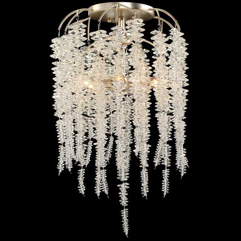 Cascading Crystal Semi Flush Ceiling Light