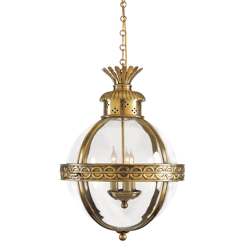 Crown Top Banded Globe Pendant