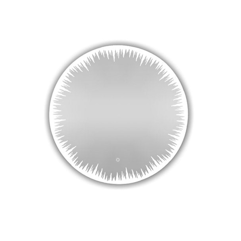 Aquadom Flame Design Round LED Bathroom Vanity Acrylight Technology Fog Free Touch Button Dimmable Wall Mounted Make Up and Shaving Bedroom Mirror IP54 Moisture Resistant FL-36