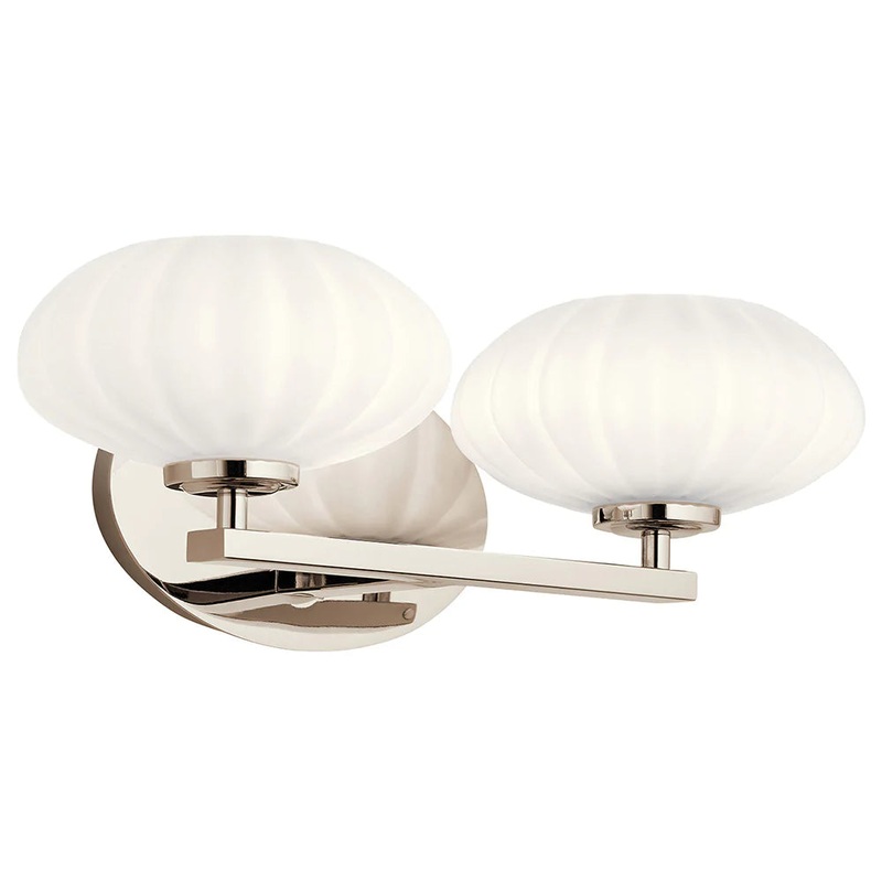 Kichler Pim 16″ 2 Light Vanity Light with Satin Etched Cased Opal Glass Polished Nickel 55024PN